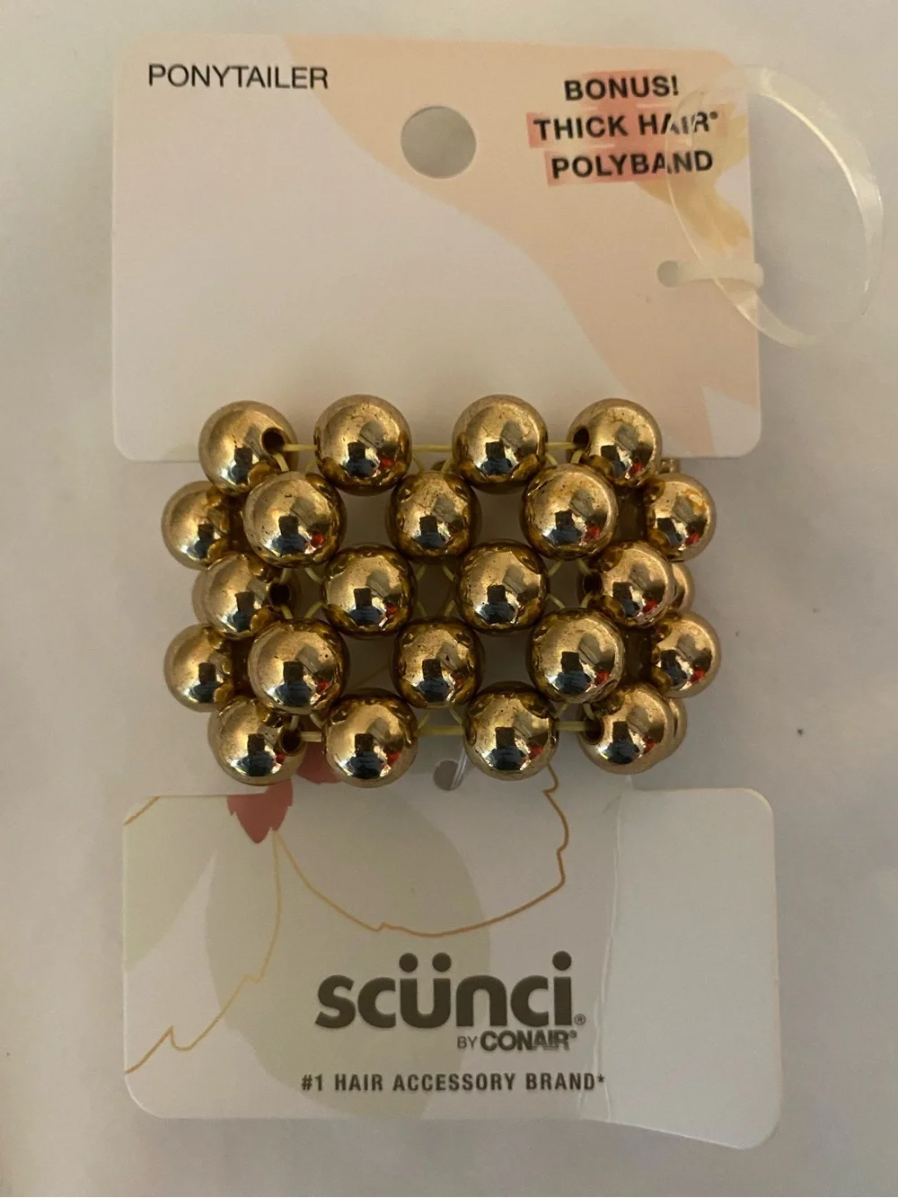 Scunci Gold Beaded Ponytailer Hair Tie - NEW! - Picture 4 of 6